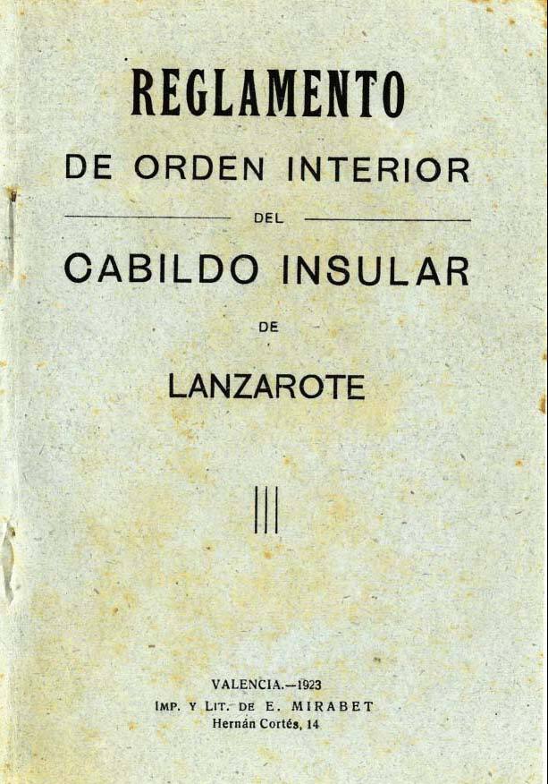 Reglamento de Orden Interior del Cabildo Insular de Lanzarote en TEXTOS 