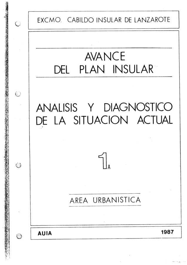 Tomo 1a. Área Urbanística. Avance Plan Insular (1987) en TEXTOS 