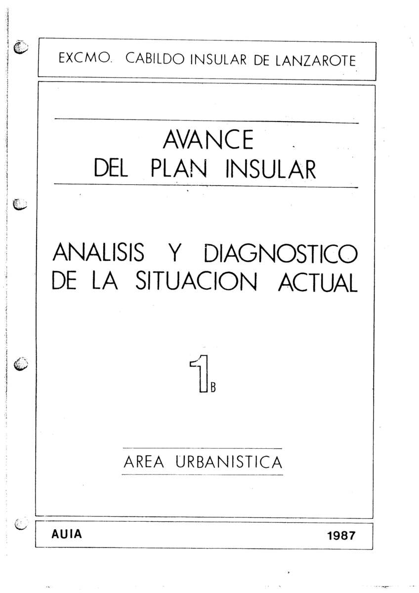 Tomo 1b. Área Urbanística. Avance Plan Insular (1987) en TEXTOS 