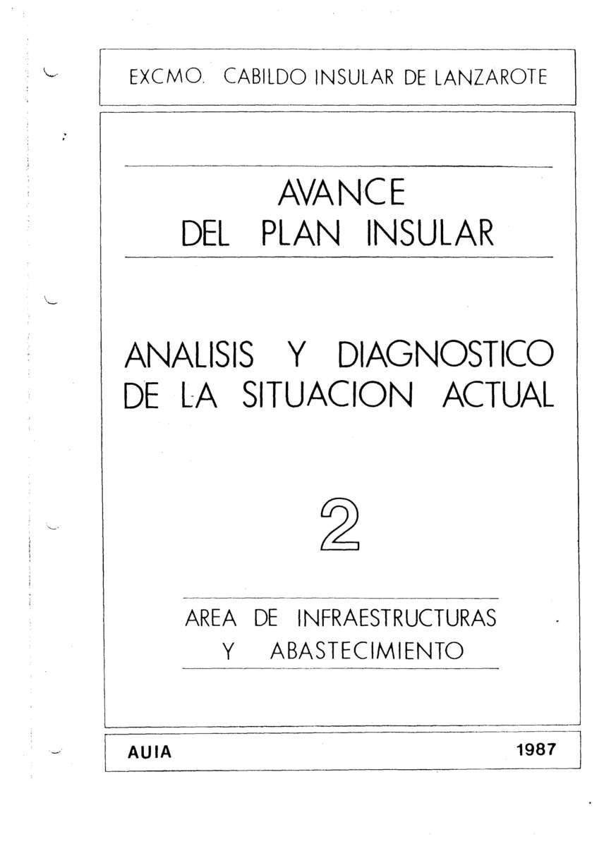 Tomo 2. Infraestructura y absatecimiento. Avance Plan Insular (1987) en TEXTOS 