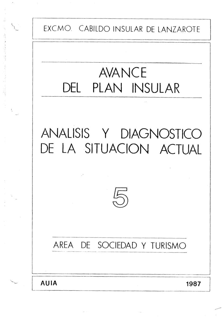 Tomo 5. Área de Sociedad y Turismo. Avance Plan Insular (1987) en TEXTOS 