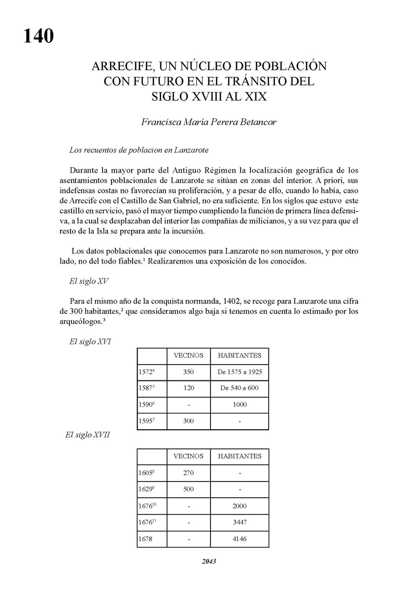 Arrecife, un núcleo de población con futuro en el tránsito del siglo XVIII al XIX