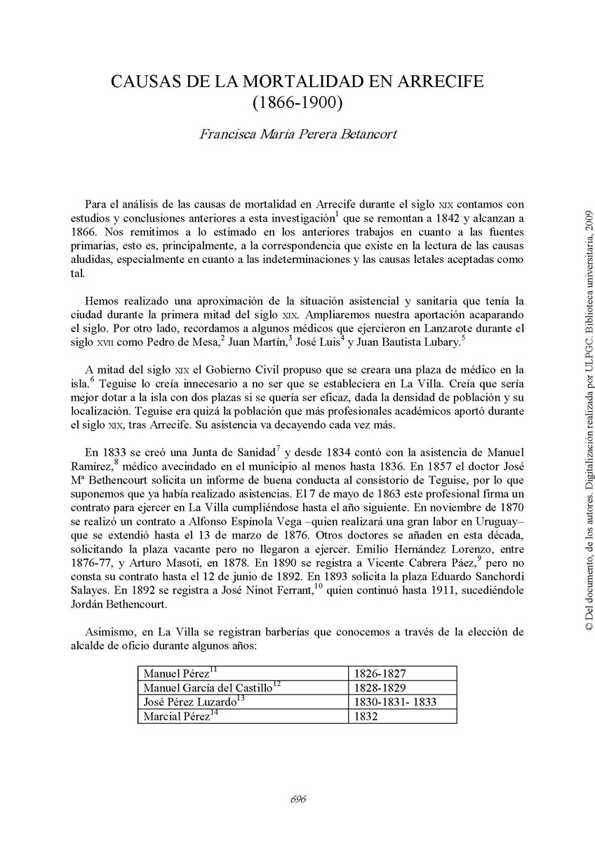 Causas de la mortalidad en Arrecife (1866-1900)