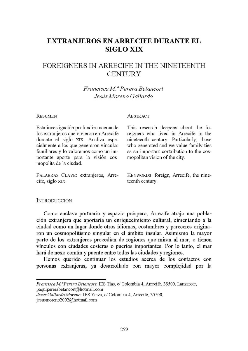 Extranjeros en Arrecife durante el siglo XIX