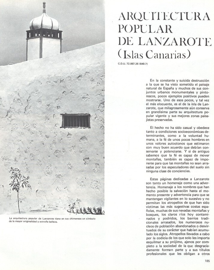 Arquitectura popular de Lanzarote (Islas Canarias) en TEXTOS 